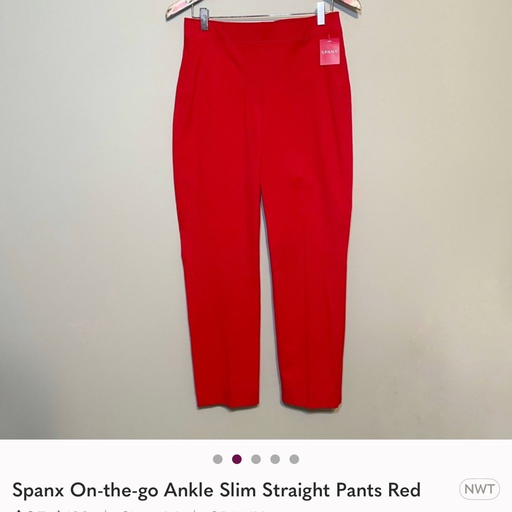 Spanx On-the-go Ankle Slim Straight Pants Red - Picture 2 of 2